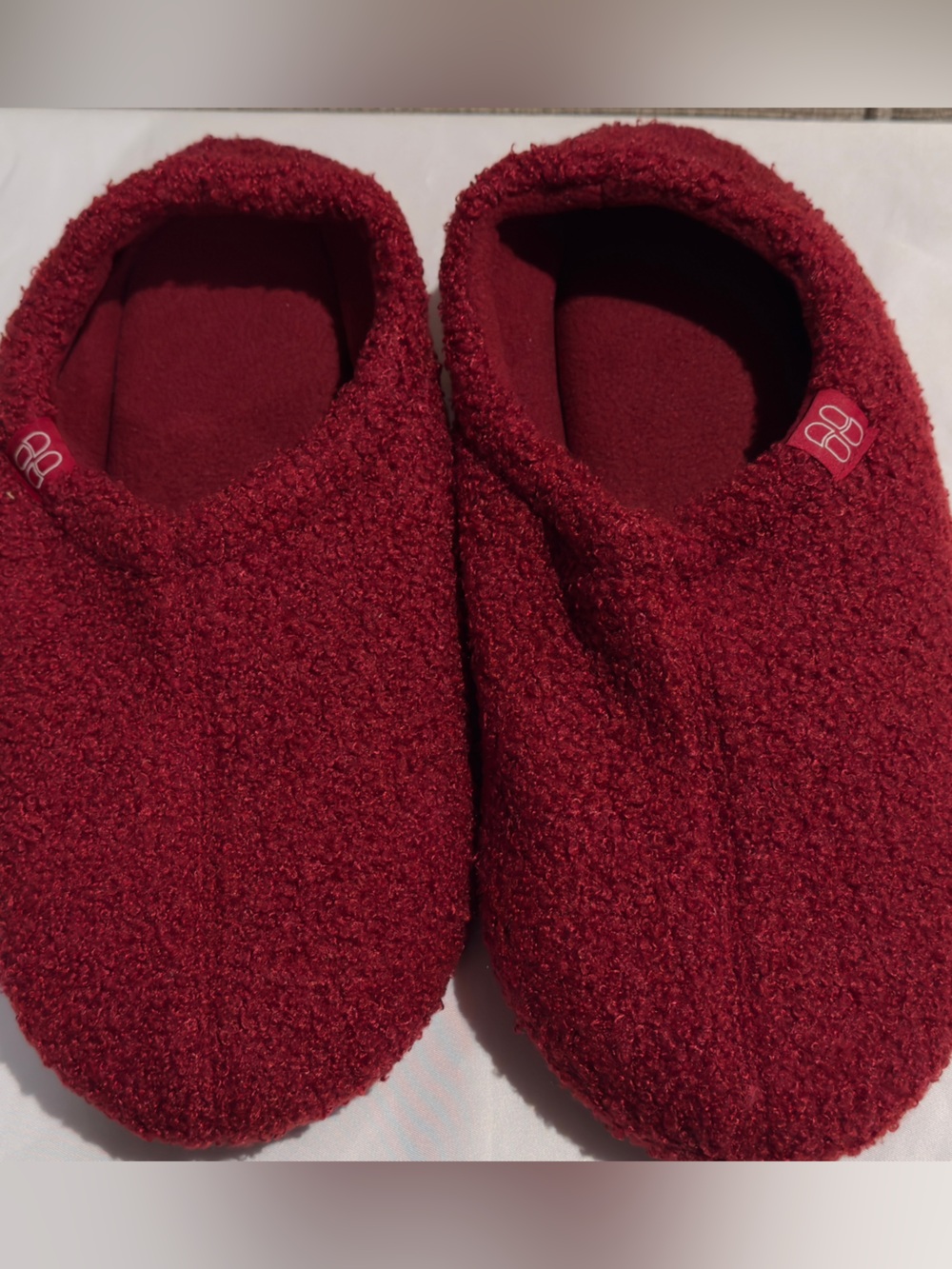 Plush Burgundy Slip-On House Slippers